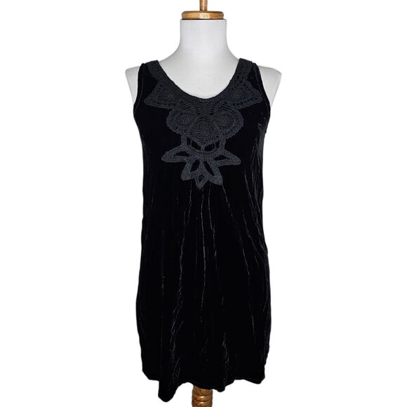 Max Studio Specialty Products Silk Blend Black Velvet Crochet Y2K Goth Glam XS - Picture 1 of 12